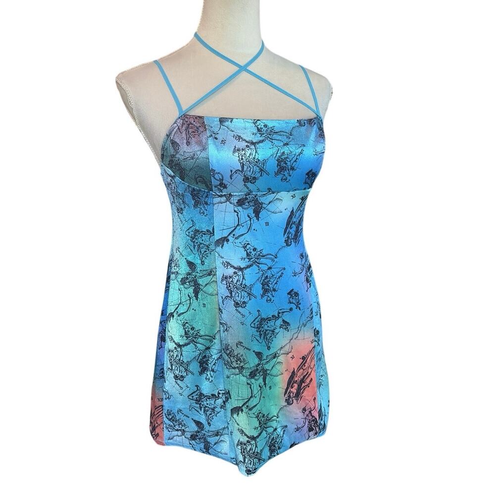 Urban Outfitters Dawn Velvet Slip celestial constellation Mini Dress